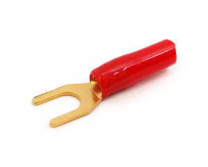 1x Gabel-Kabelschuh vergoldet für 1,5mm² M4  (rot)