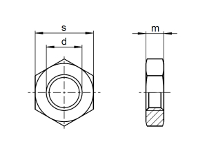 1x Sechskantmutter niedrige Form M6  (DIN 439 - Form B, A2)