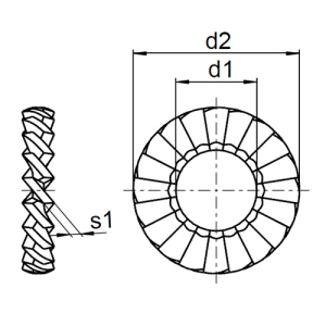 1x Fächerscheibe M3,5  (DIN 6798 - Form A, A2)