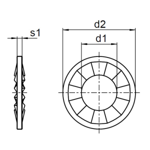 1x Fächerscheibe M8  (DIN 6798 - Form J, A2)