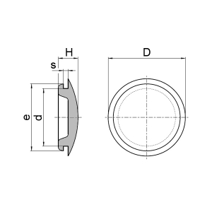 1x Verschluss-Stopfen 32,0mm für 1,6mm  (PVC, schwarz)