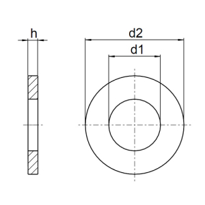 1x Unterlegscheibe M2  (DIN 125 - Form A, A2)